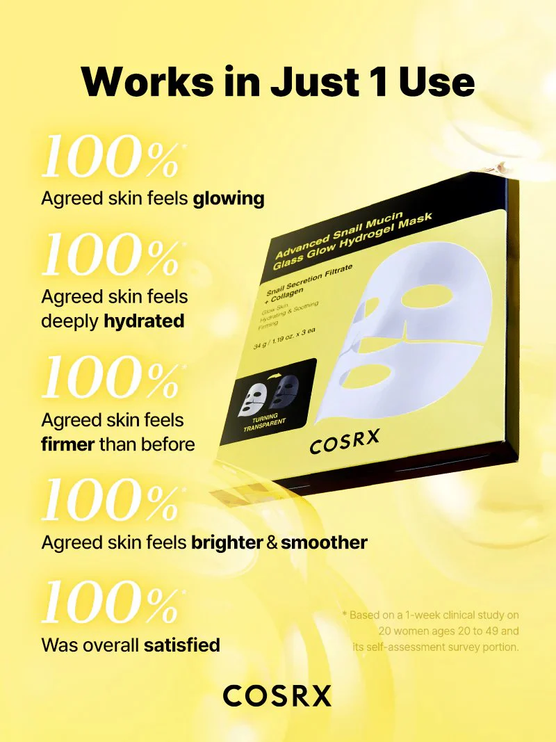 Advanced Snail Mucin Glass Glow Hydrogel Mask 3-Pack - Image 24