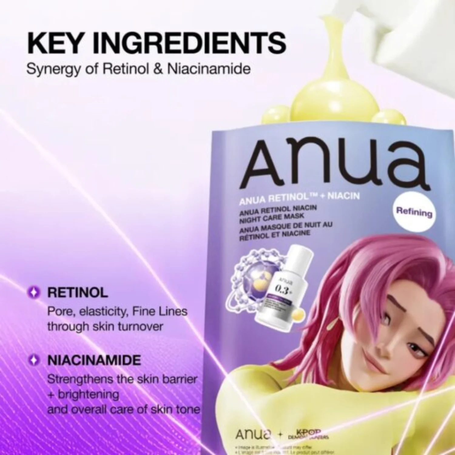 K-Pop Demon Hunters Retinol Niacin Night Care Mask Romance Saja - Image 3