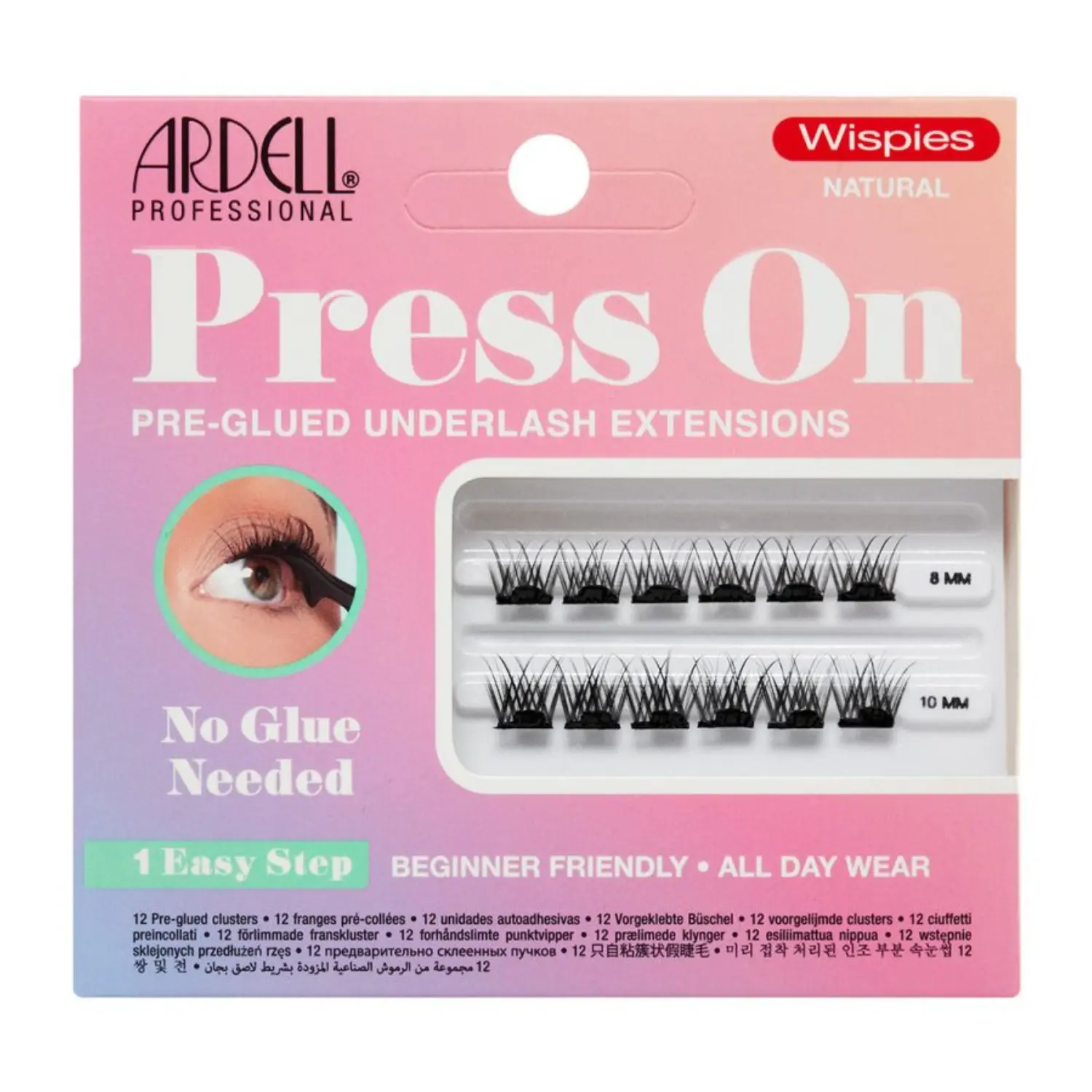 Press On Pre-glued Underlash Extensions Wispies Natural Mini Set