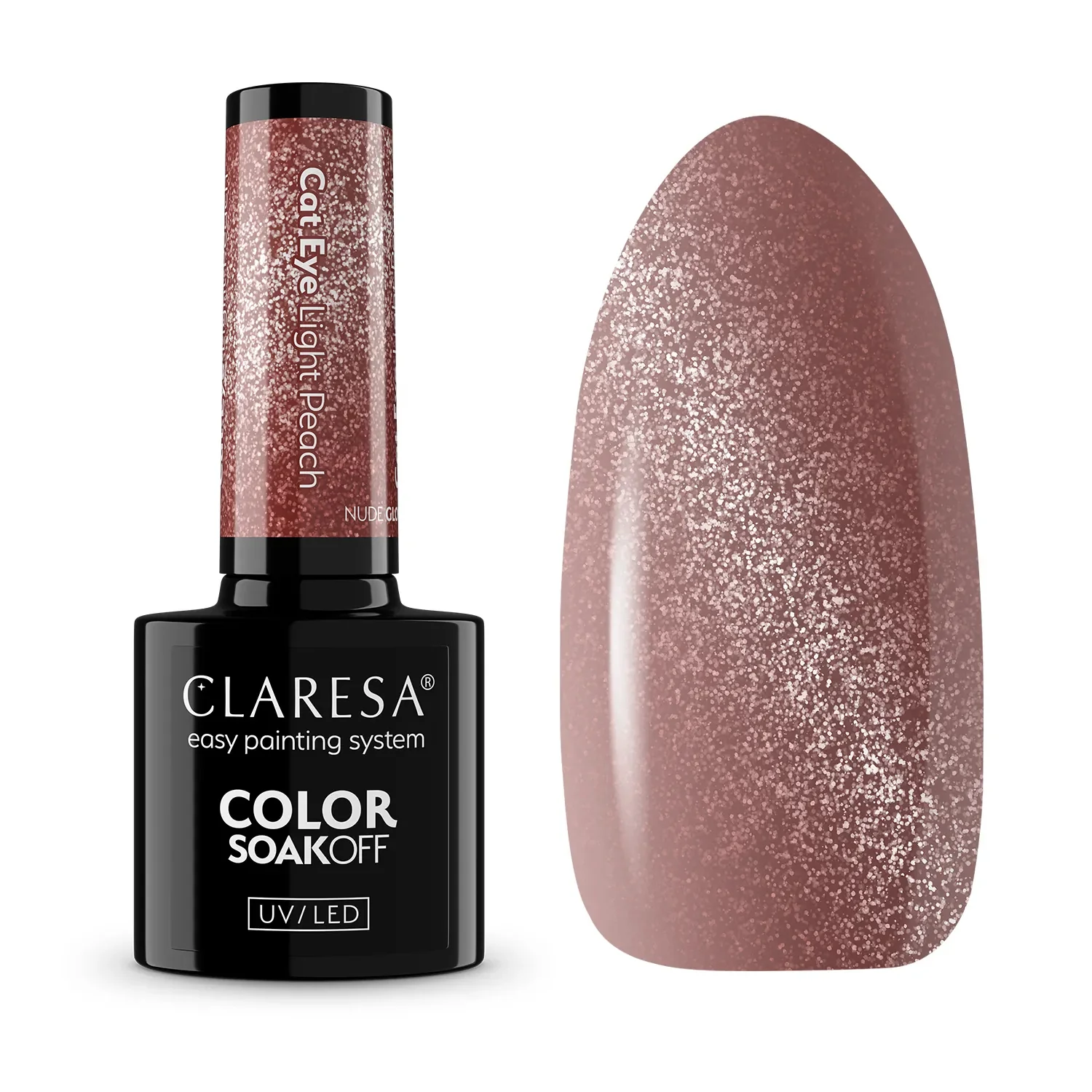 UV/LED Cat Eye Nail Polish Nude Glow Light Peach