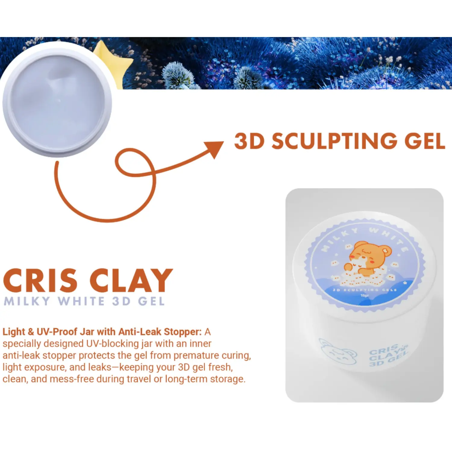 Cris Clay Korean Milky White 3D Gel - Image 6