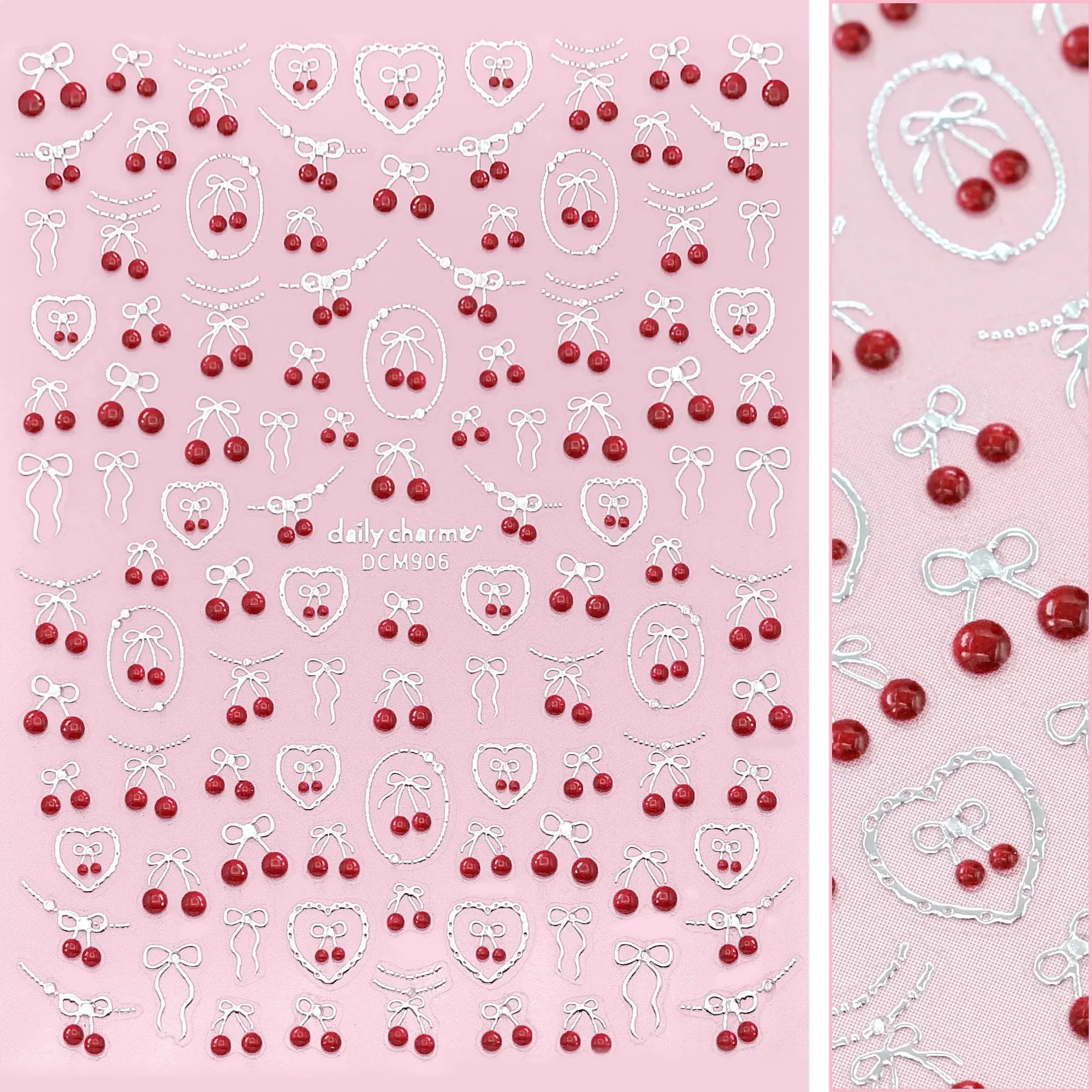 3D Embossed Nail Art Sticker Cherry Crush