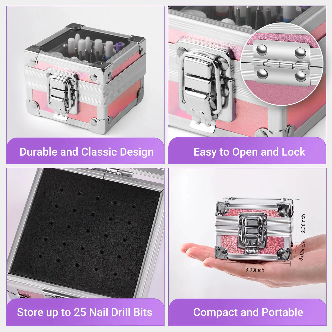 Ceramic Diamond Carbide Nail Drill Bits with Portable Holder Case 21Pcs - Image 5