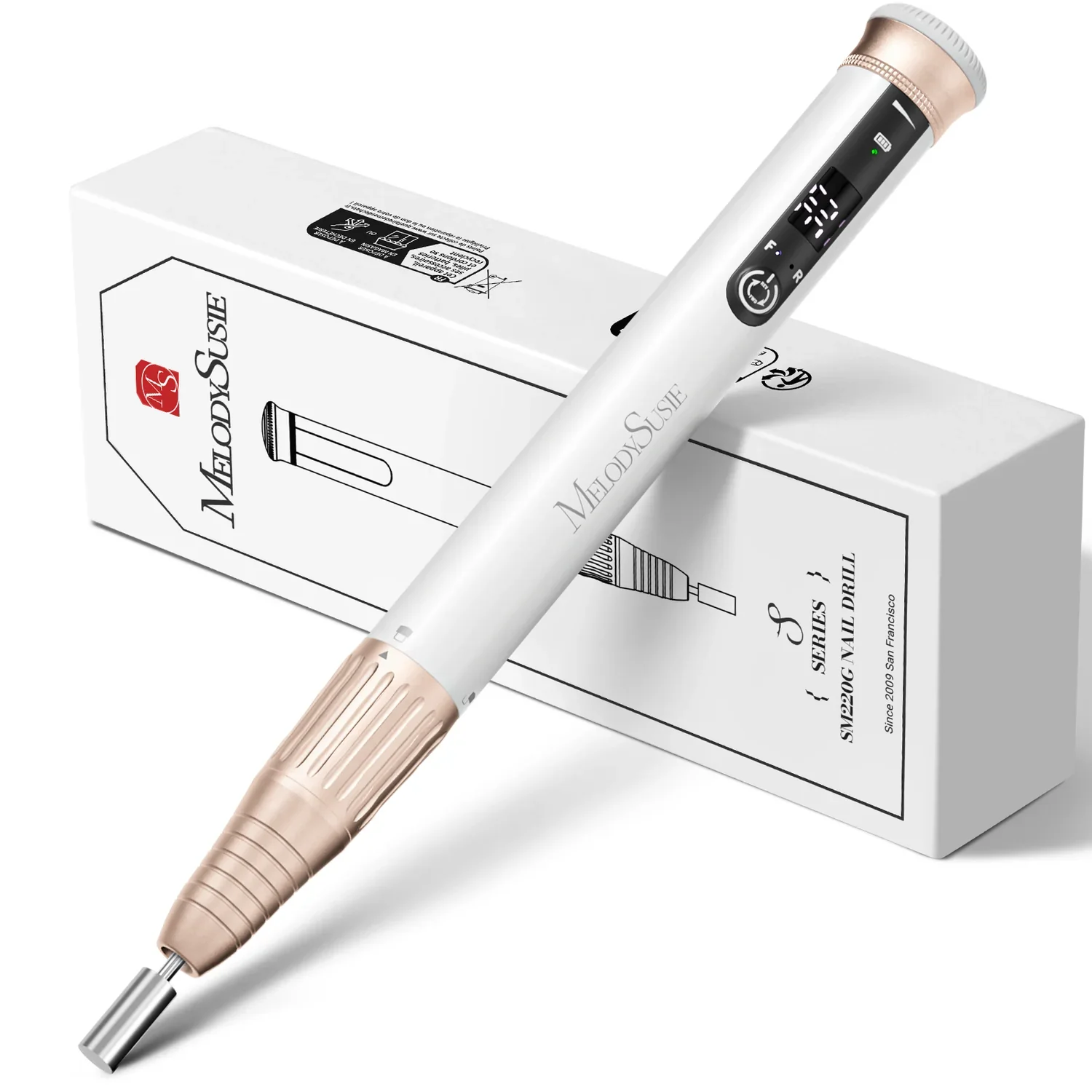 Cordless & Stepless Speed Rechargeable Nail Drill SM220G White