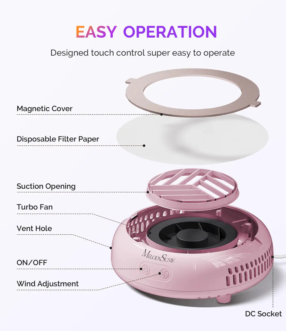 HProA Nail Dust Collector Pink - Image 2