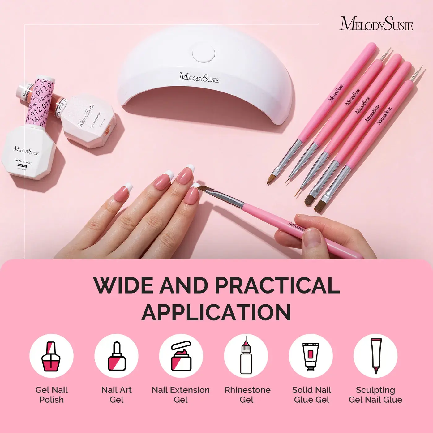 Nail Art Brushes Set Pink 6Pcs - Image 6