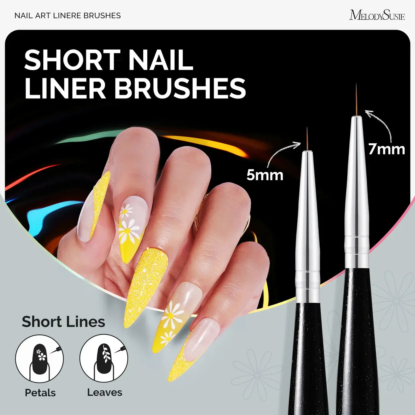 Nail Art Liner Brushes Black 5Pcs - Image 4