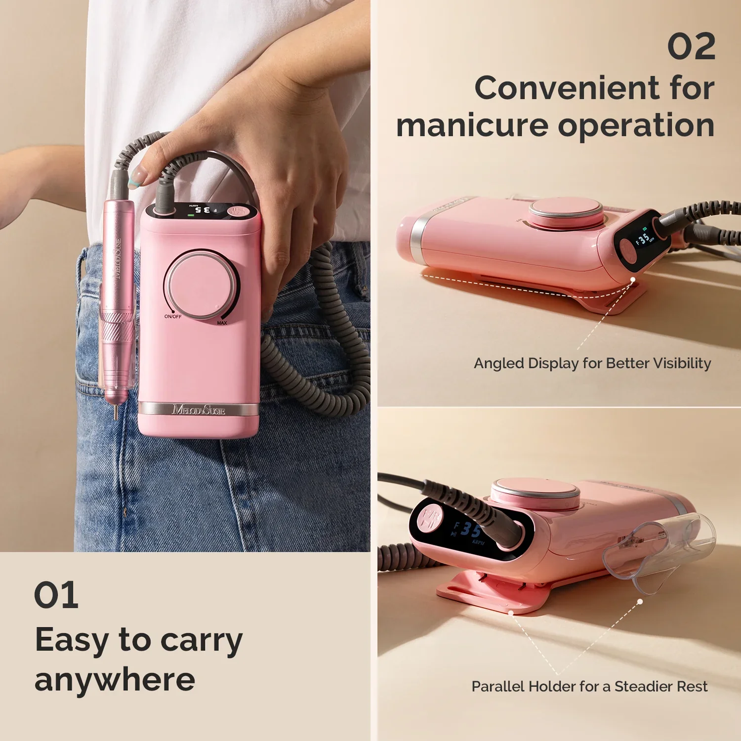 SM320G Nail Drill Pink - Image 3