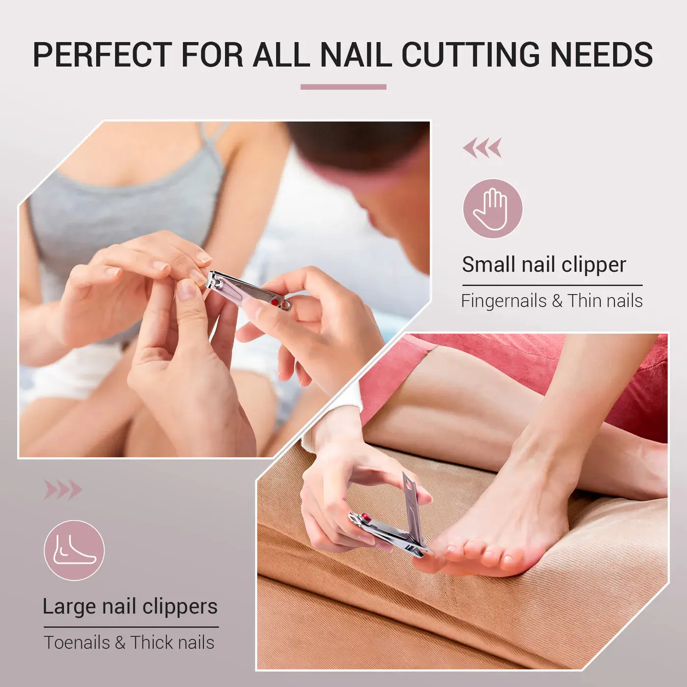 Stainless Steel Nail Clippers Pink 3 in 1 Kit - Image 7