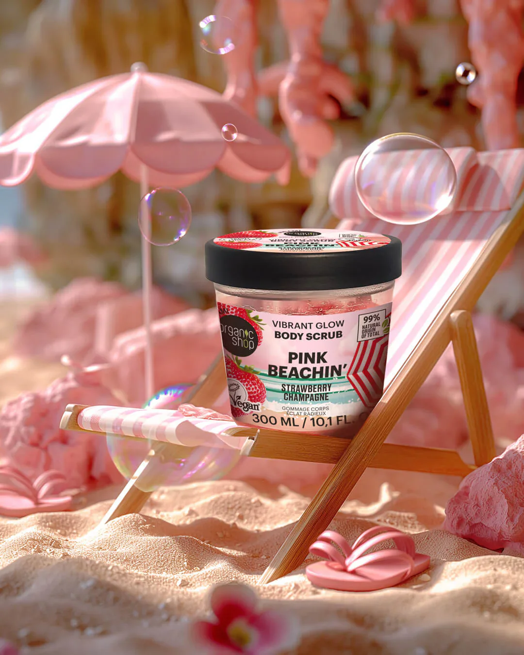 Body Scrub Pink Beachin Vibrant Glow Strawberry Champagne - Image 3