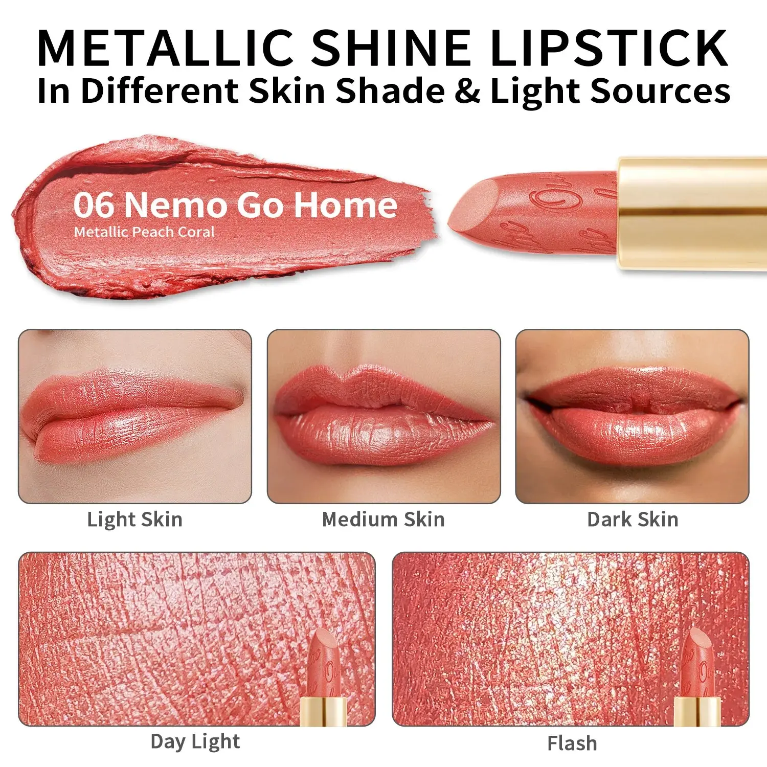 Metallic Shine Lipstick 06 Nemo Go Home - Image 2