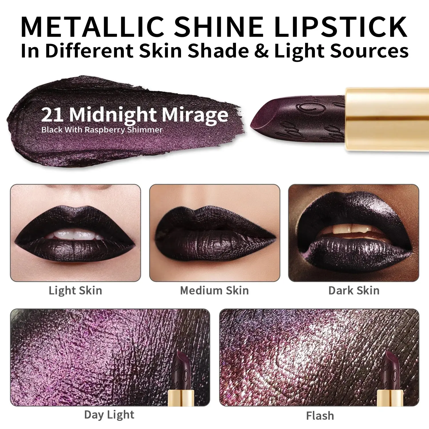Metallic Shine Lipstick 21 Midnight Mirage - Image 2