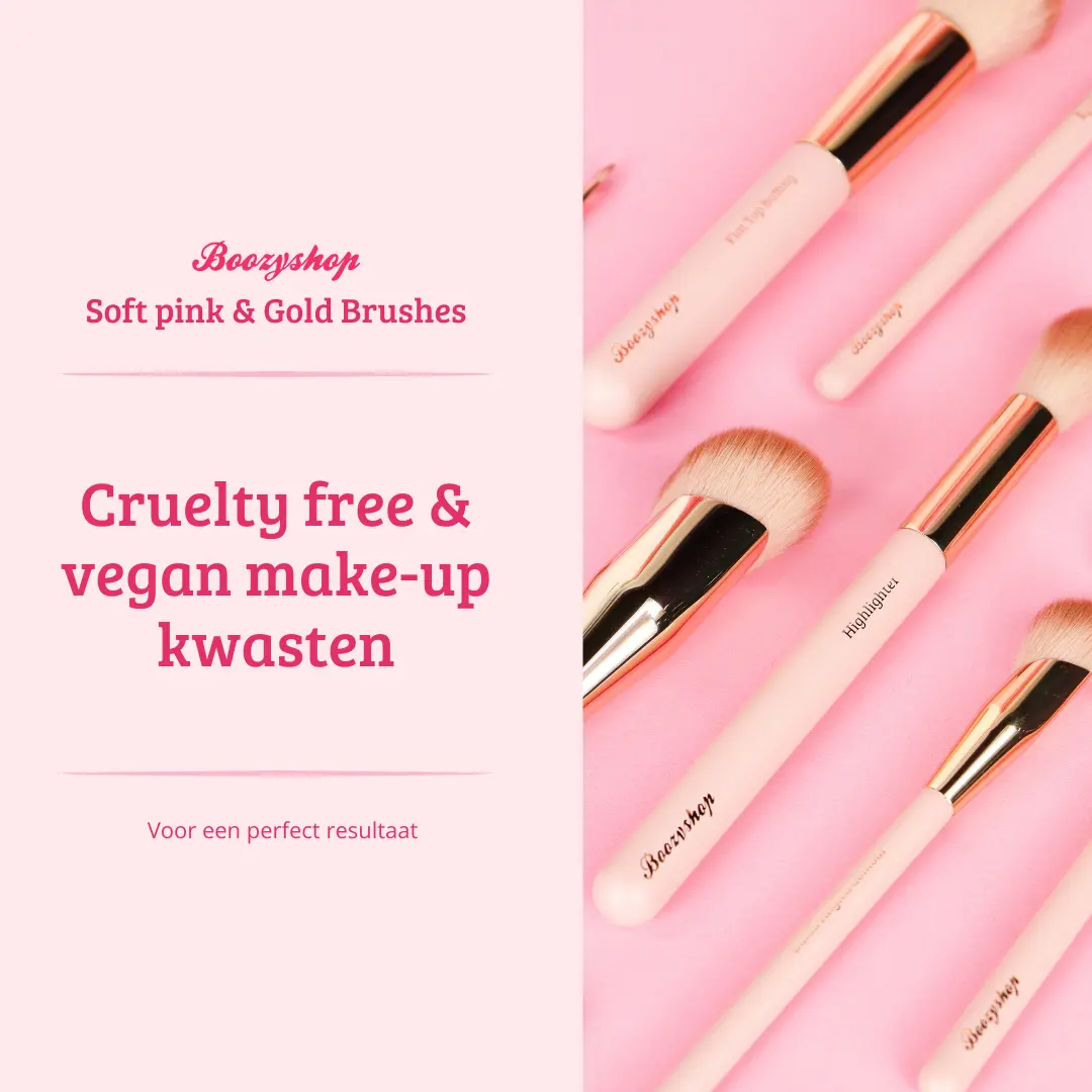 Soft Pink & Gold Flat Top Buffing Brush - Image 8