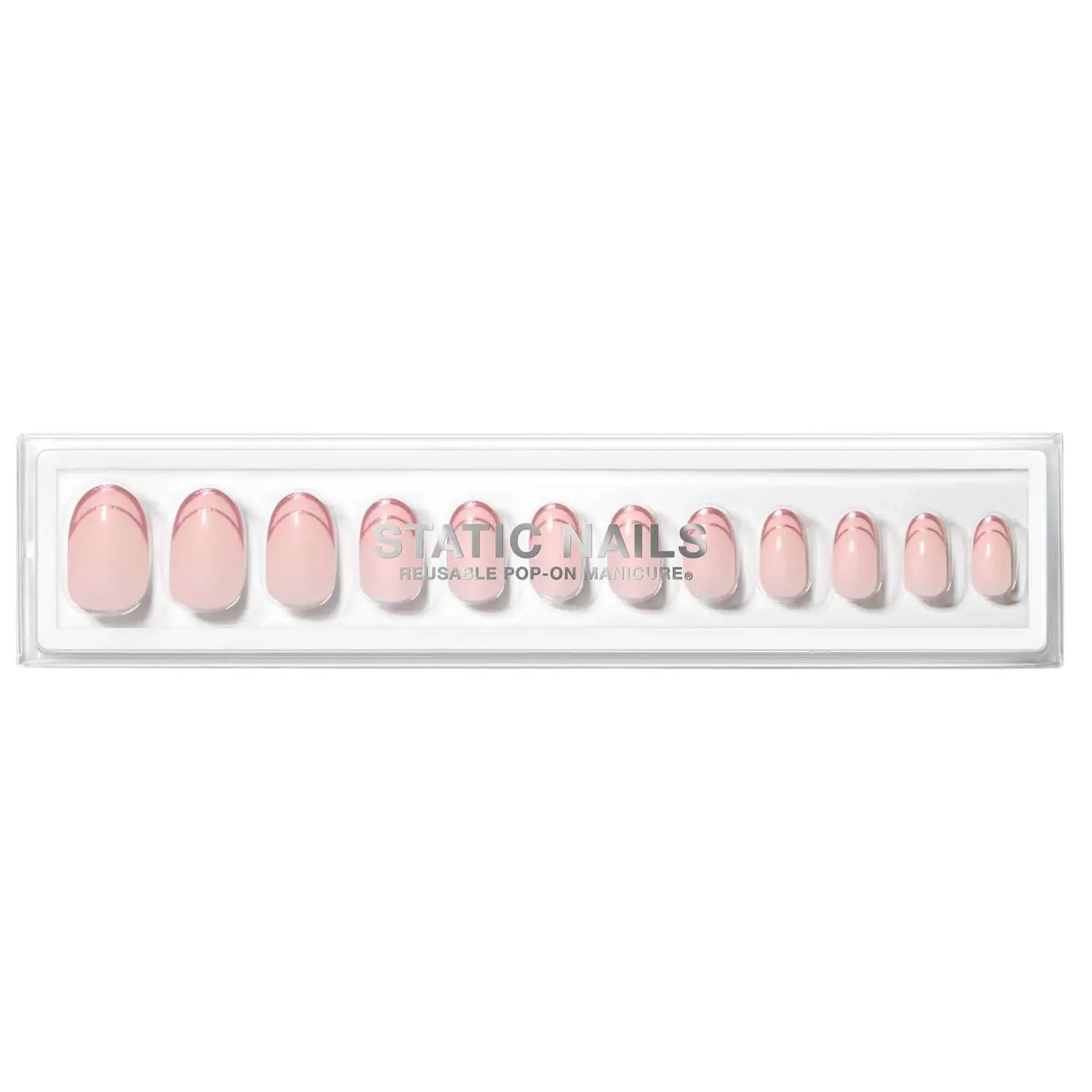 Reusable Pop-On Manicure Rose Gold Double French Round