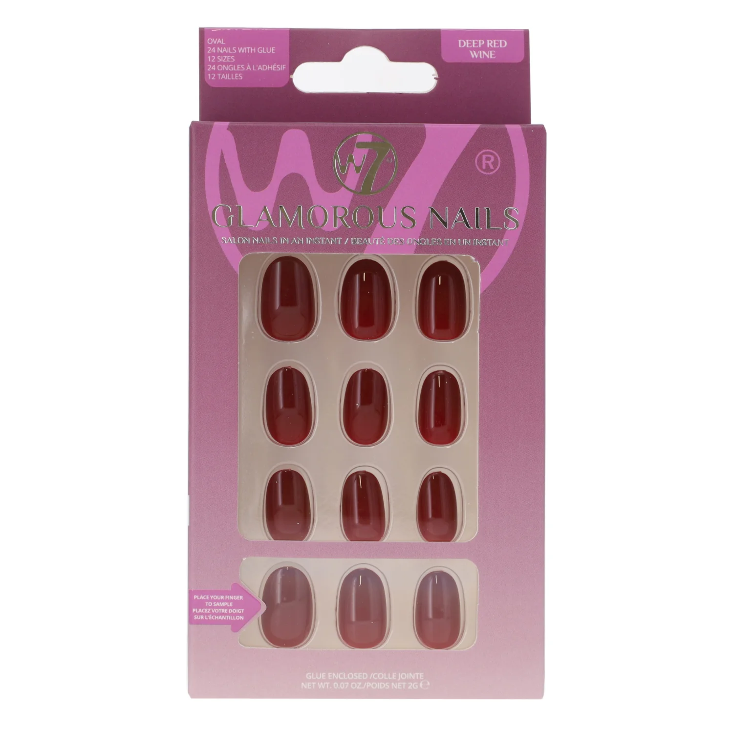 Glamorous Press-On Nails Deep Red Wine